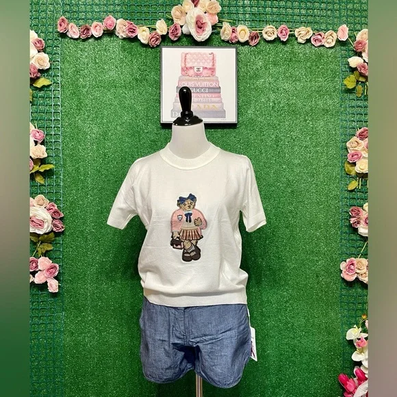 🌷Brand New knitted Bear Top Can Fit Sm up to L Soft Stretchy - Picture 3 of 6